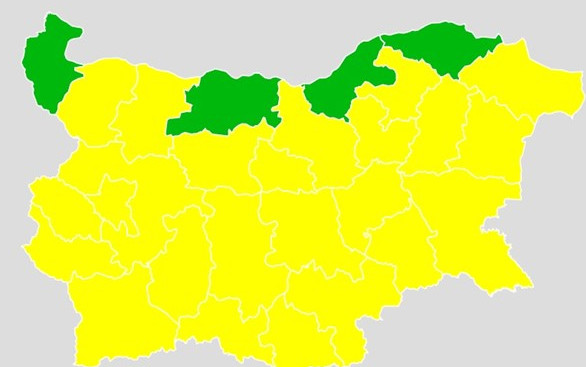 Жълт код за силен вятър в почти цяла България